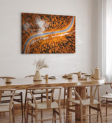 Paul Sinus Wandbild 120x80cm Luftaufnahme Wald Straße Bäume rot Herbst