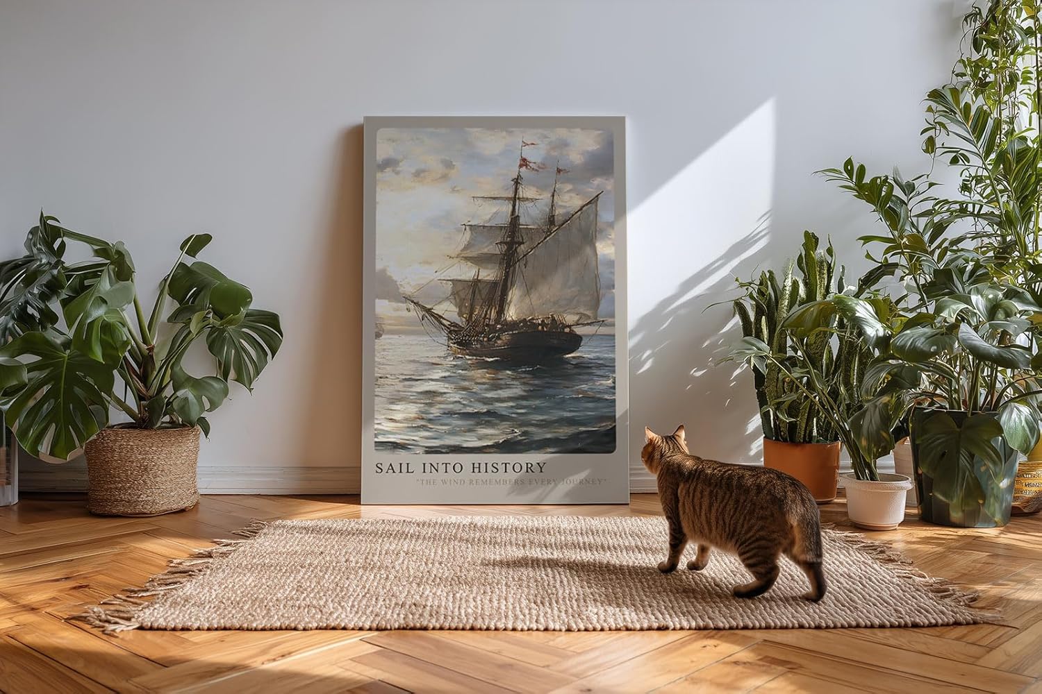Paul Sinus Kunstdruck 40x60cm Sail Into History – Historisches Segelschiff auf ruhiger See bei untergehender Sonne in Ölmalerei