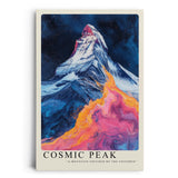 Paul Sinus Leinwandbild 40x60cm Leinwandbild Cosmic Peak – Faszinierende Darstellung eines Berggipfels mit kosmischen Farben, surrealer Naturkunst
