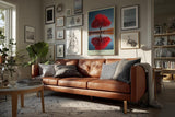 Paul Sinus Wandbild in 40x60cm The Red Mirror Strahlender roter Baum mit perfekter Spiegelung im Wasser vor sanfter Landschaftskulisse