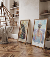 Paul Sinus Leinwandbild 80x120cm romantische Frau im Lavendelfeld mit zartem Blumenkranz – kunstvolles Leinwandbild für stilvolle Raumgestaltung