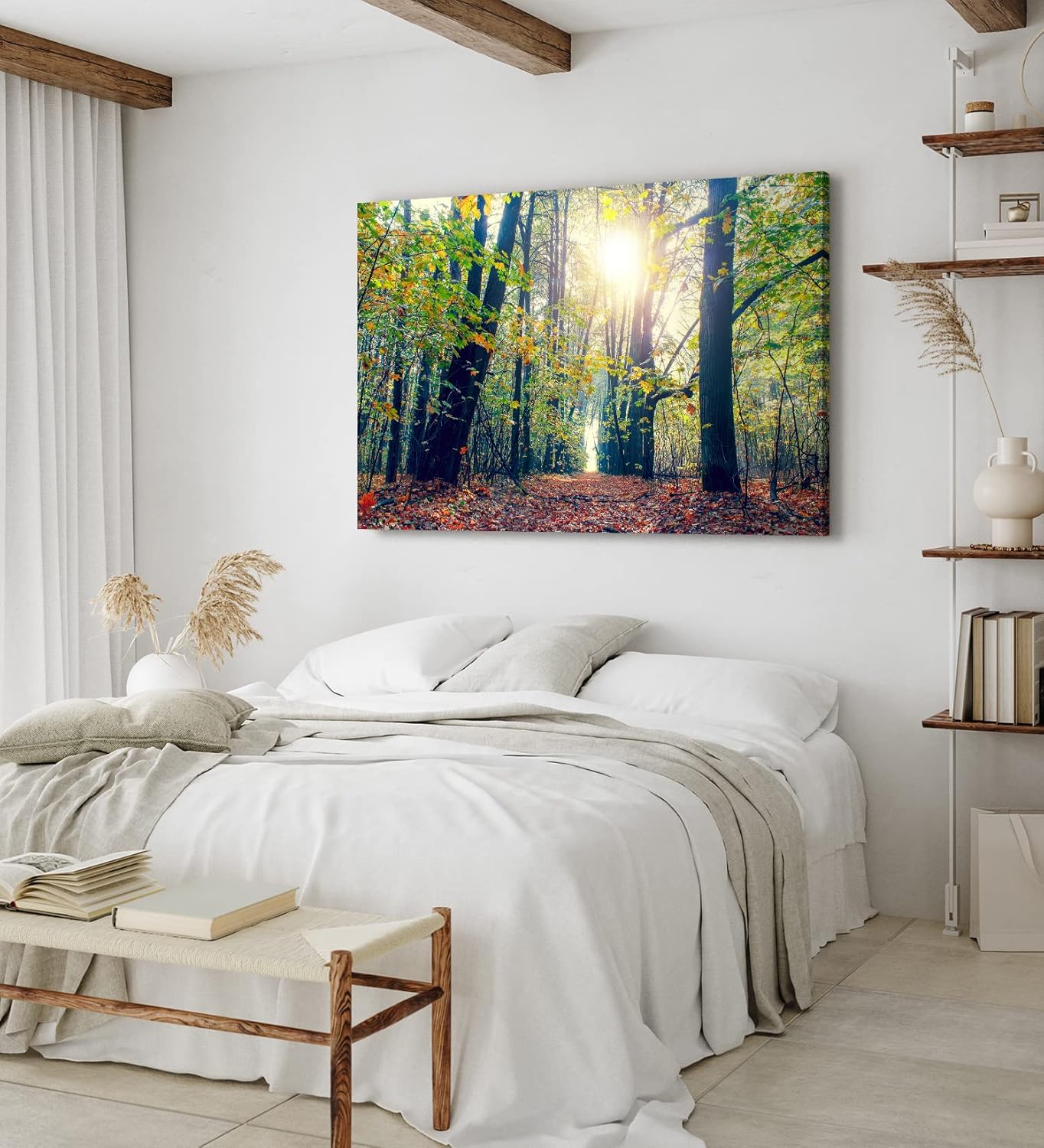 Wandbild 120x80cm Wald Bäume Baumkronen Sonnenschein Natur Grün
