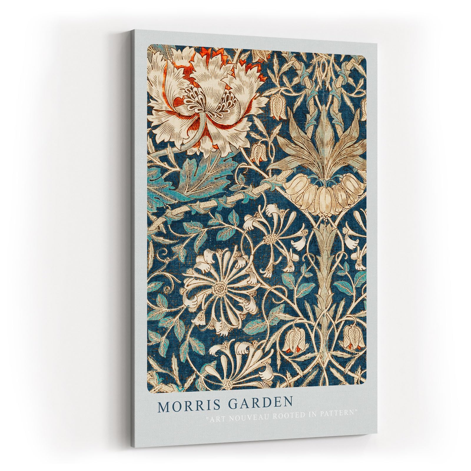 Paul Sinus Kunstdruck 40x60cm Morris Garden florale Jugendstilkomposition auf tiefem Blau mit historischen Ornamenten
