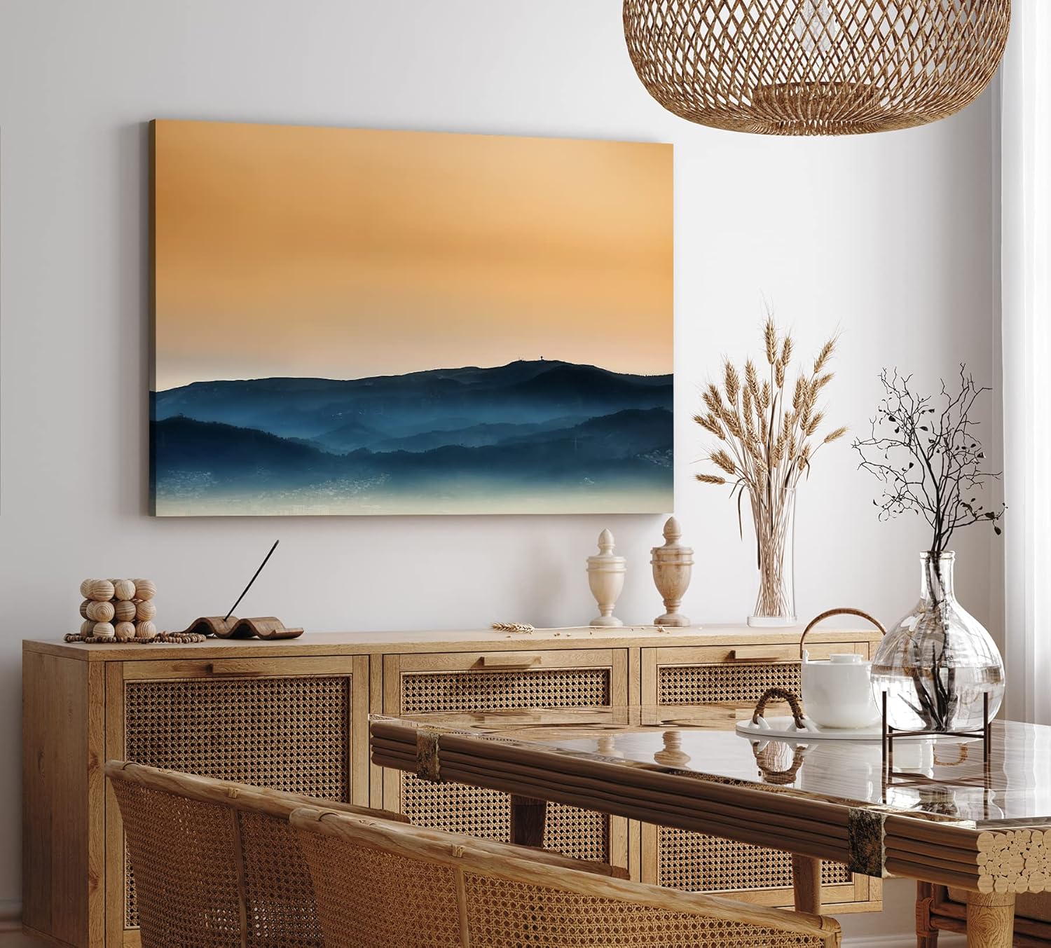 Paul Sinus Wandbild 120x80cm Berge Gebirge Bergkette Natur Nebel Horizont