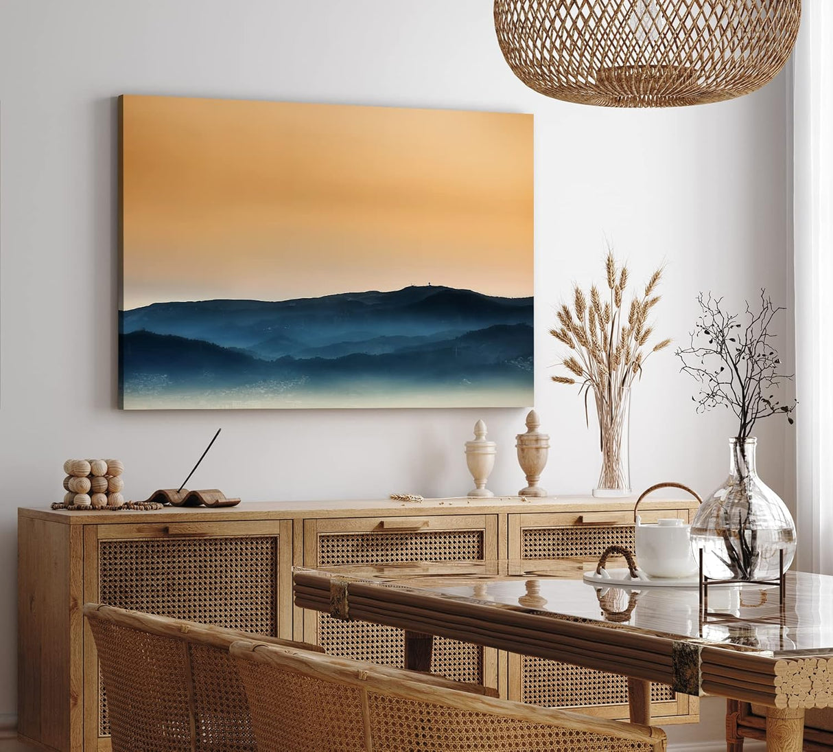 Paul Sinus Wandbild 120x80cm Berge Gebirge Bergkette Natur Nebel Horizont
