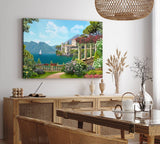 Paul Sinus Wandbild 120x80cm Gardasee Italien Kunstvoll Berge Villa Garten Blumen