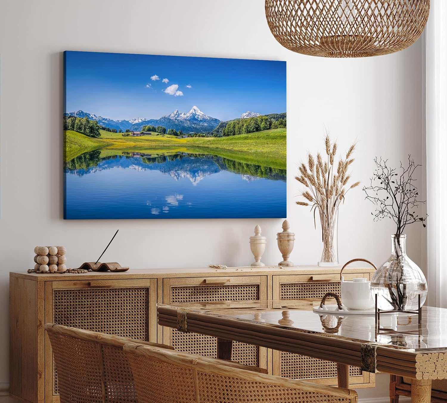 Paul Sinus Wandbild 120x80cm Alpen Alpensee Berglandschaft See Blau Natur Schneegipfel