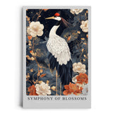 Paul Sinus Leinwandbild 80x120cm Leinwandbild Blütensymphonie – Eleganter Kranich umgeben von floralen Elementen, asiatische Kunst, luxuriöse Ästhetik