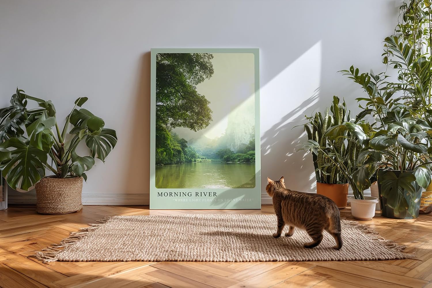 Paul Sinus Kunstdruck 40x60cm Morning River – Flusslandschaft mit Licht und Nebel am Morgen