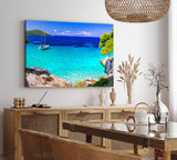 Paul Sinus Wandbild 120x80cm Karibik Insel Südseeparadies Segelboot Meer Türkis