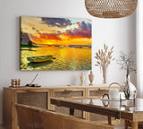 Paul Sinus Wandbild 120x80cm Italien Sonnenuntergang Mittelmeer Fischerboote Abendröte