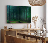 Paul Sinus Wandbild 120x80cm Dunkler Wald Bäume Natur Grün Moos