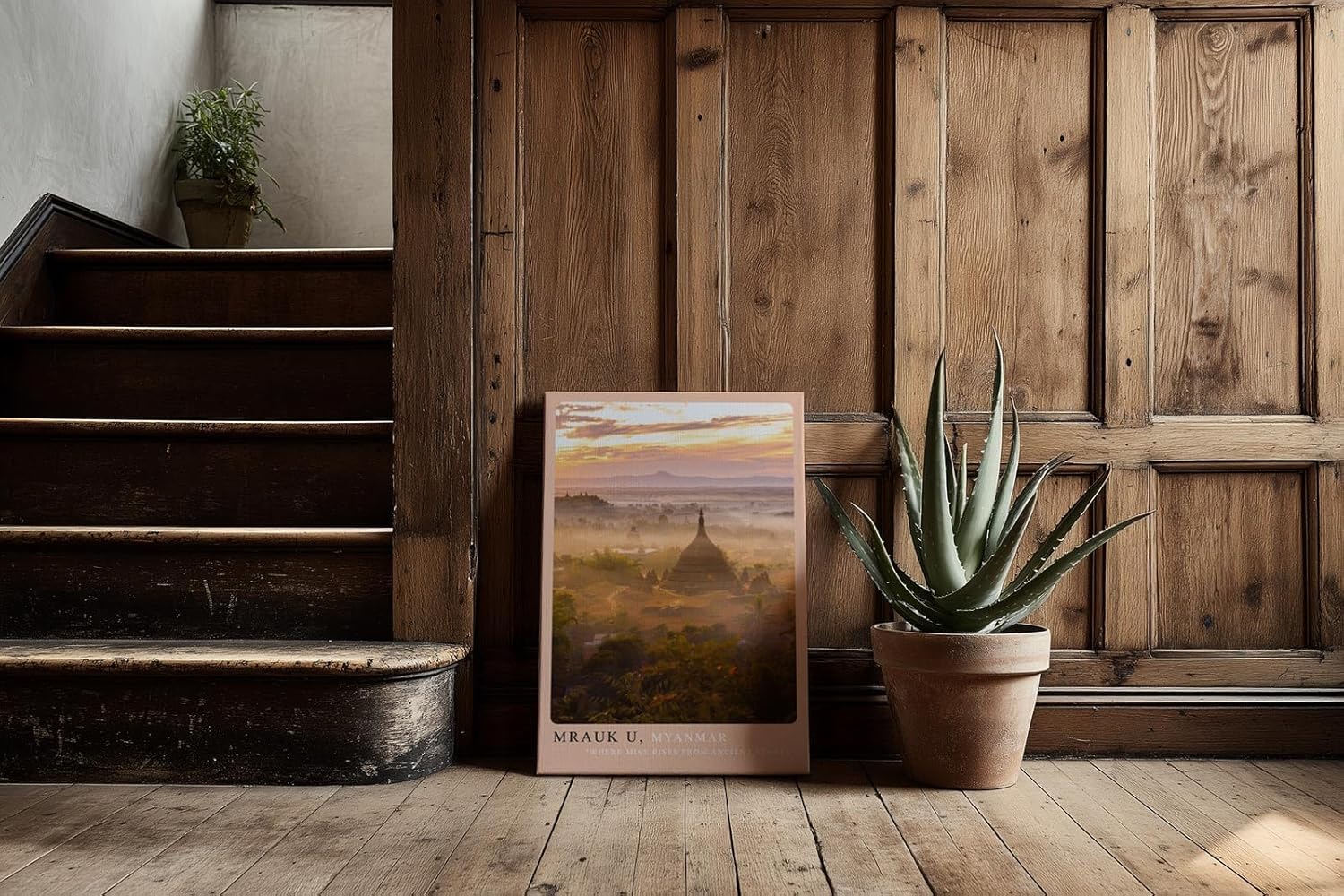Paul Sinus Kunstdruck 40x60cm Mrauk U Myanmar Tempel Nebel Asien Sonnenaufgang Landschaft