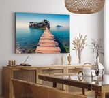 Paul Sinus Wandbild 120x80cm Holzsteg zur Insel Meer Strand Thailand Felsen Sommer