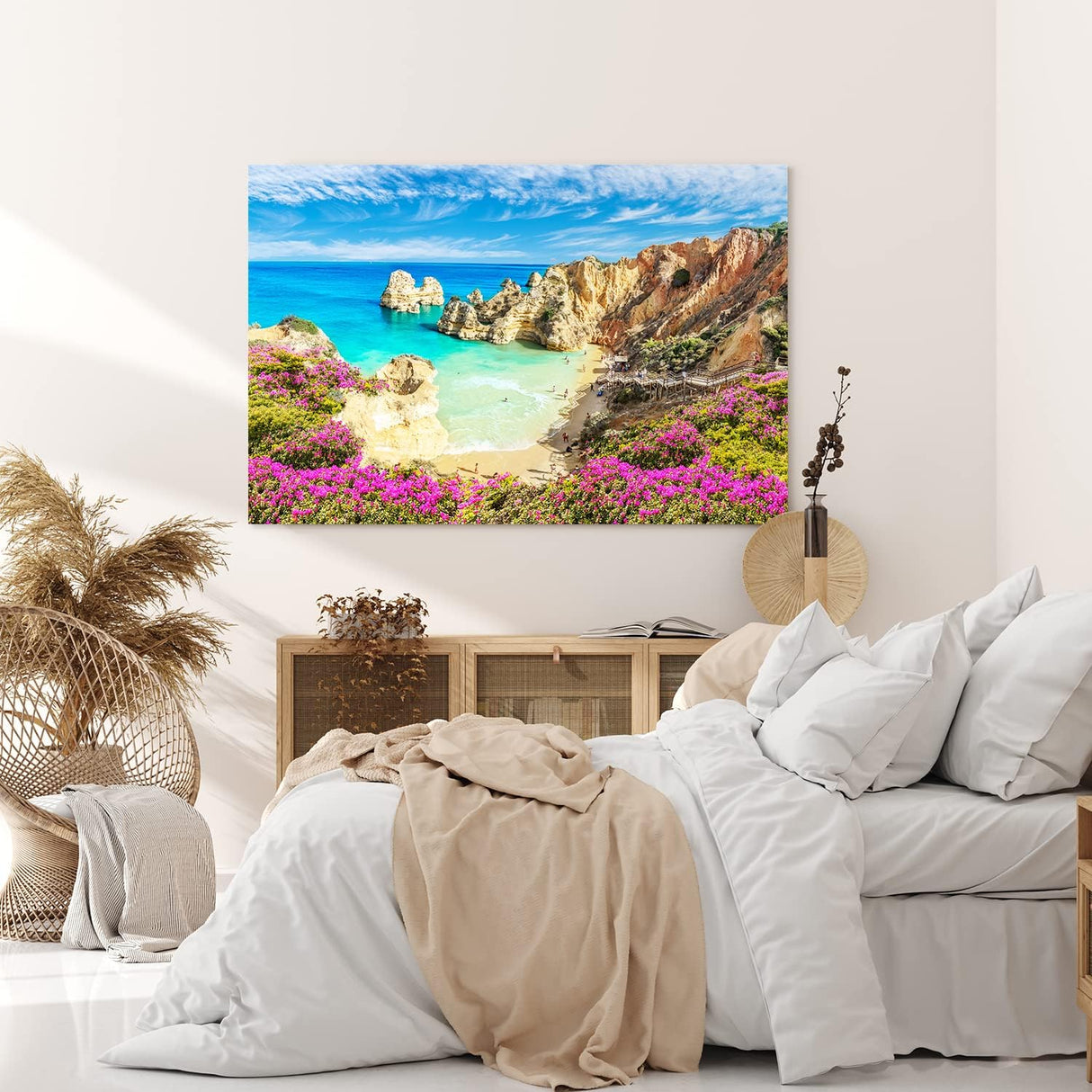 Paul Sinus Wandbild 120x80cm Strand Bucht Meer Sommer Küste Wildblumen