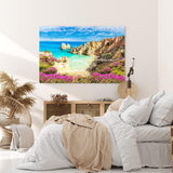Paul Sinus Wandbild 120x80cm Strand Bucht Meer Sommer Küste Wildblumen