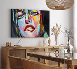 Wandbild 120x80cm Porträt einer jungen Frau Feminin Farbenfroh Abstrakt
