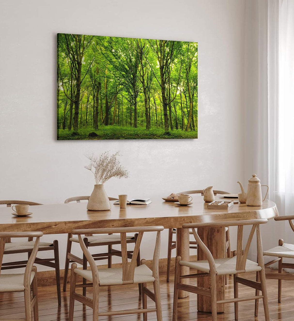 Paul Sinus Wandbild 120x80cm Wald Bäume Sonnenstrahlen Natur Grün Blätter