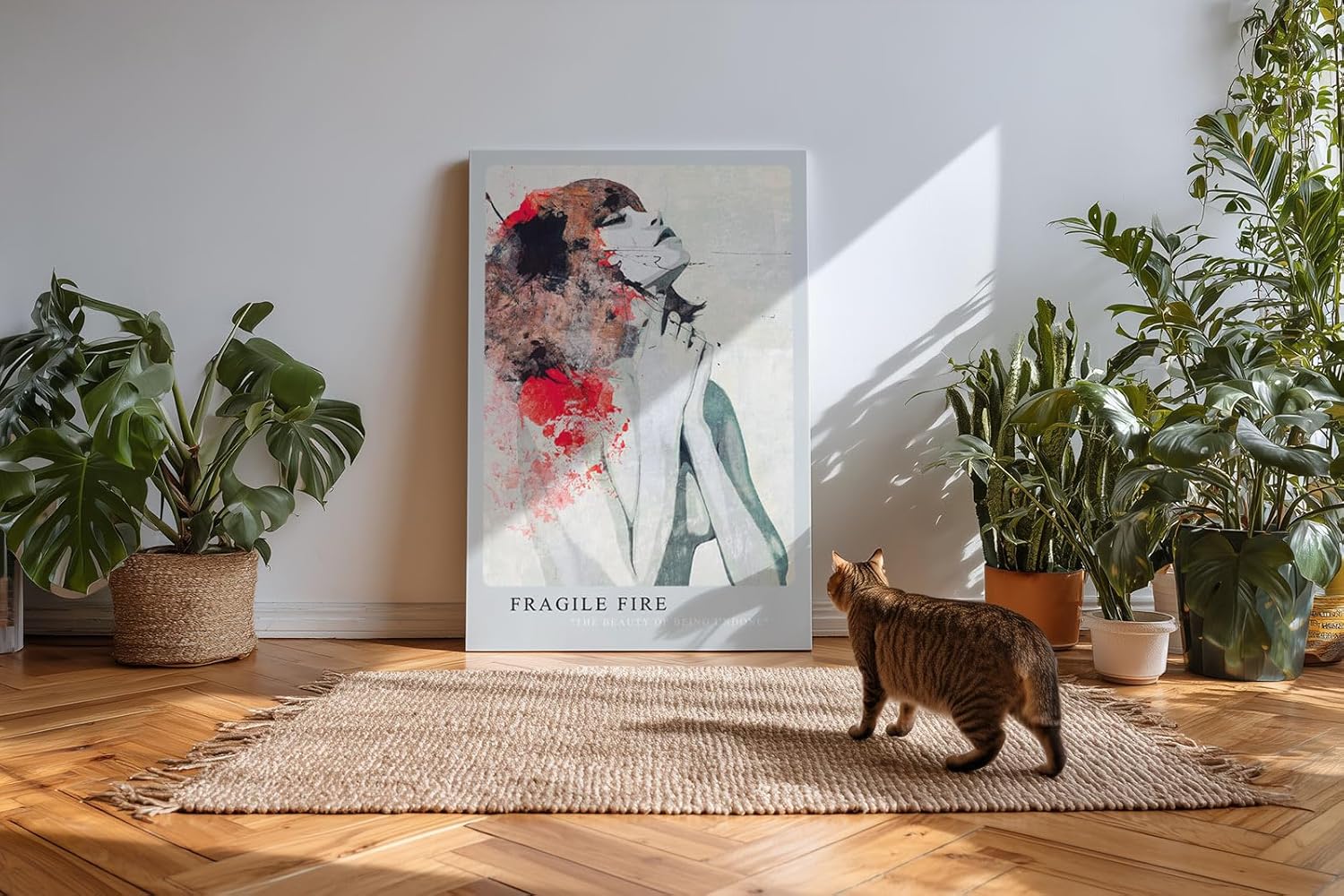 Paul Sinus Kunstdruck 40x60cm Fragile Fire Abstraktes Porträt in Rot und Beige The Beauty of Being Undone