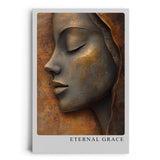 Paul Sinus Leinwandbild 40x60cm Leinwandbild Skulpturale Eleganz in Bronze – Kunstvolle Reliefoptik mit weiblichem Gesicht, warme Erdtöne