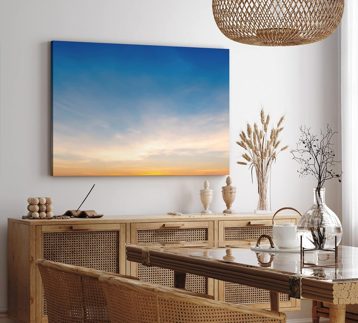 Paul Sinus Wandbild 120x80cm Sonnenuntergang blauer Himmel Wolken Minimal