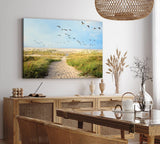 Paul Sinus Wandbild 120x80cm Ostsee Strand Sand Meer Entenflug Horizont