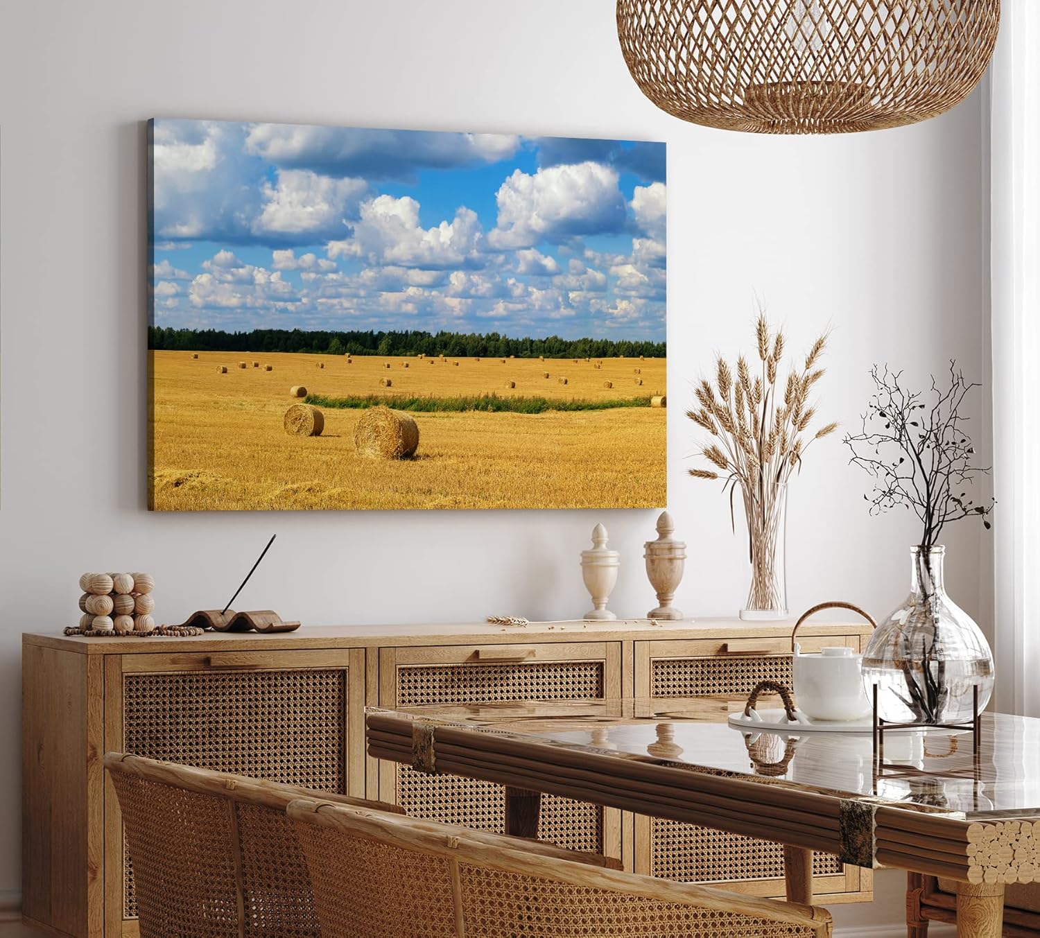 Paul Sinus Wandbild 120x80cm Weizenfeld Weizenernte Feld Natur weiße Wolken