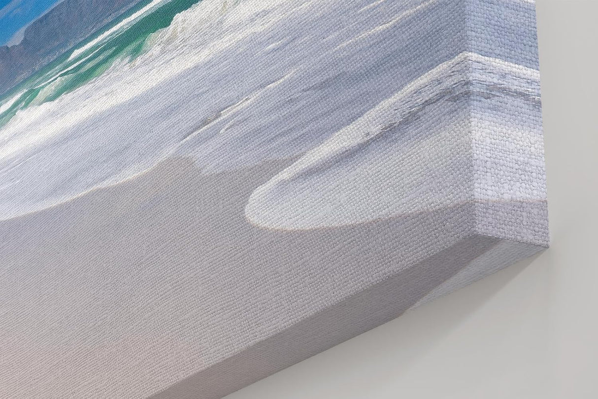 Sinus Art Wandbild 120x80cm Der berühmte Tafelberg im Hintergrund und Wellen im Vordergrund erzeugen visuelle Tiefe