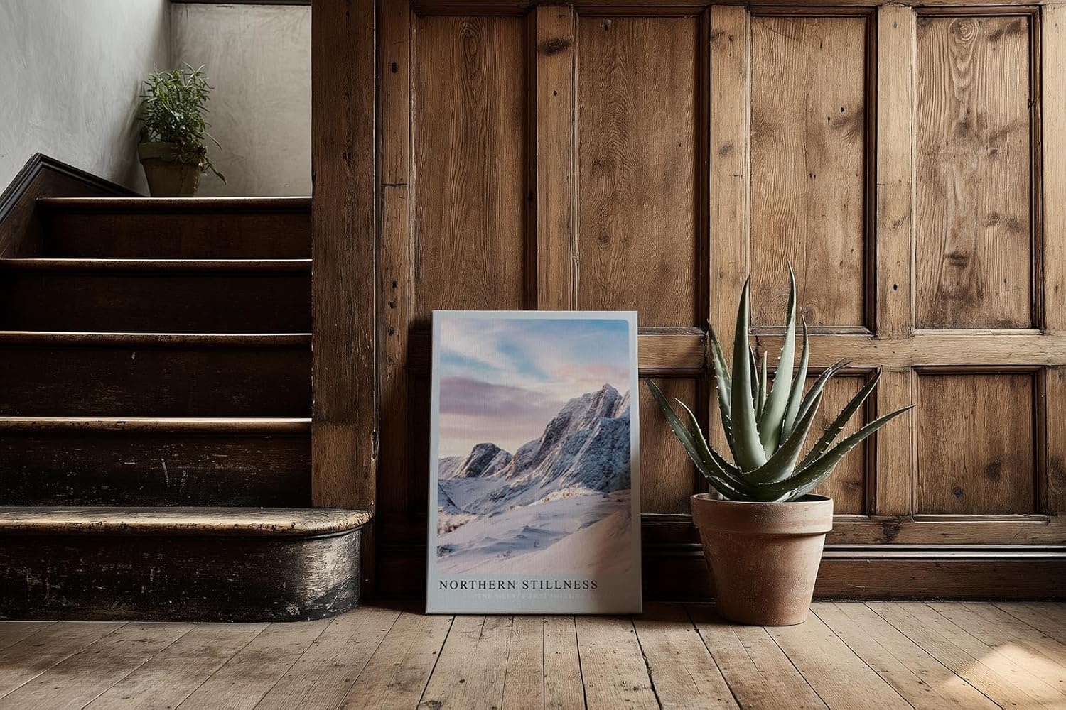 Paul Sinus Kunstdruck 40x60cm Northern Stillness mit verschneiter Gebirgslandschaft im Morgenlicht