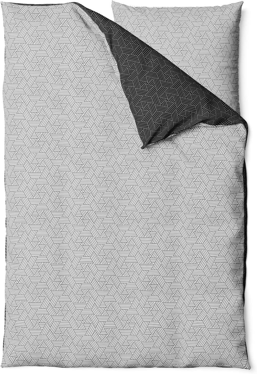 Sinus Art Mikrofaser Bettwäsche 135x200 cm + 80x80 cm – Modernes Design in Anthrazit & Grau, atmungsaktiv & pflegeleicht