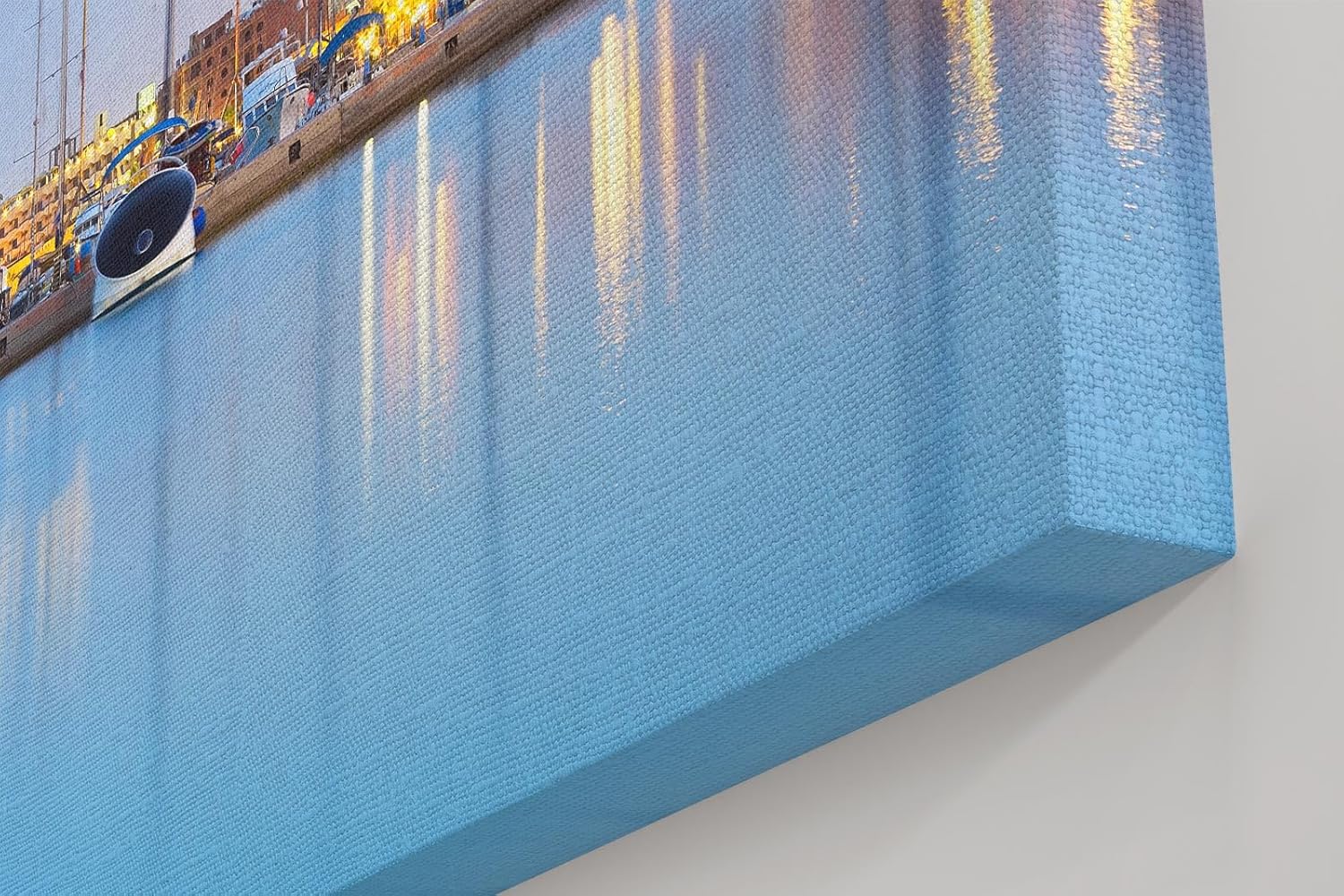 Sinus Art Wandbild 120x80cm Mediterraner Jachthafen bei Abendstimmung – reflektierend, maritim und entspannend