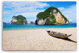 Paul Sinus Wandbild 120x80cm Thailand Meer Felsen Sommer Sonnenschein Fischerboot Strand