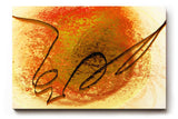 Sinus Art Wandbild 120x80cm Kreisförmige Strukturen in Orange und Gelb mit zentraler schwungvoller schwarzer Linie