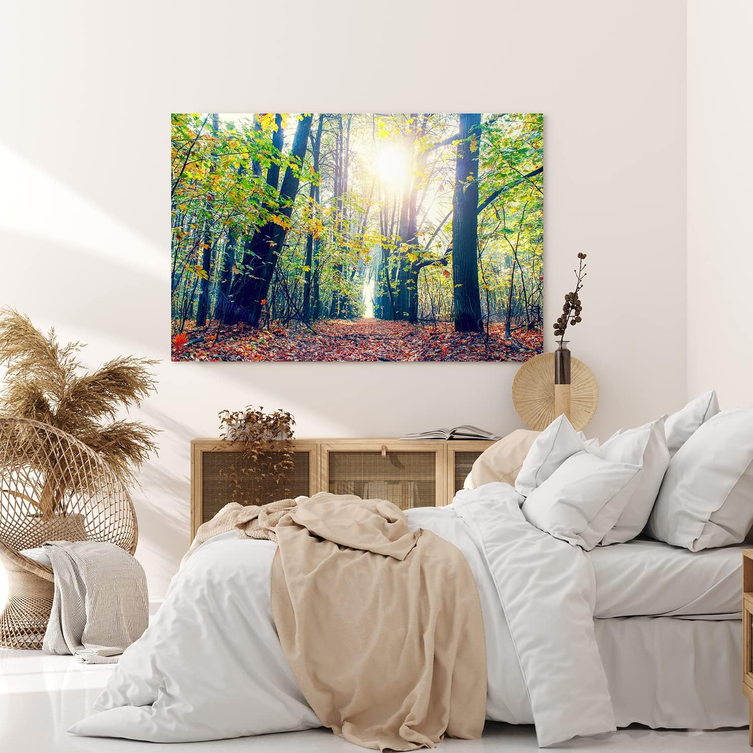 Wandbild 120x80cm Wald Bäume Baumkronen Sonnenschein Natur Grün
