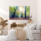 Wandbild 120x80cm Wald Bäume Baumkronen Sonnenschein Natur Grün