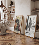 Paul Sinus Leinwandbild 80x120cm San Francisco USA Leinwandbild elegante Frau mit Vintage-Kleid vor der Golden Gate Bridge nostalgische Stadtästhetik