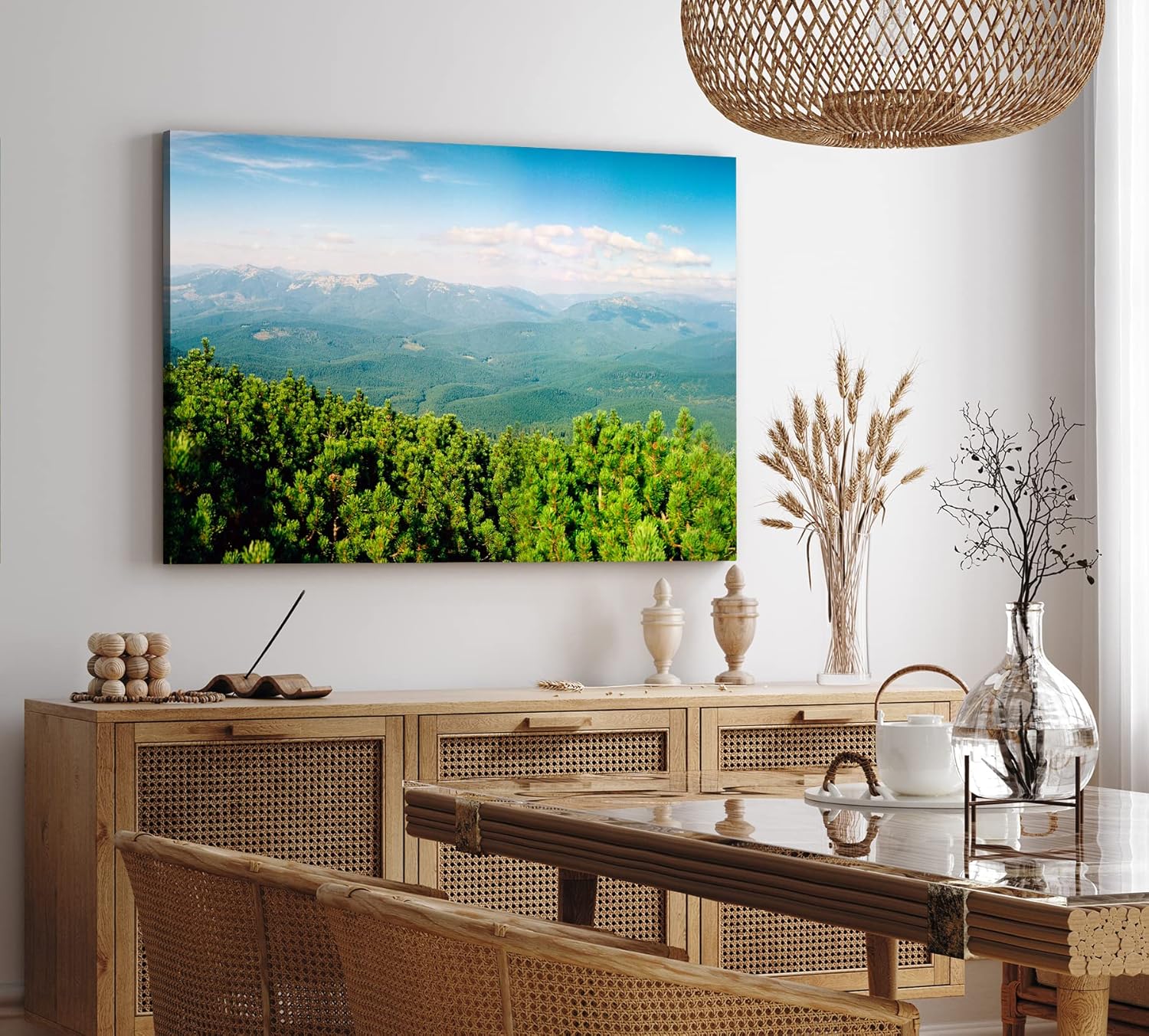 Paul Sinus Wandbild 120x80cm Grüne Berglandschaft Berge Hügel Natur Wald