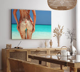 Paul Sinus Wandbild 120x80cm Sexy Bikini Strand Traumstrand Meer Sand Karibik