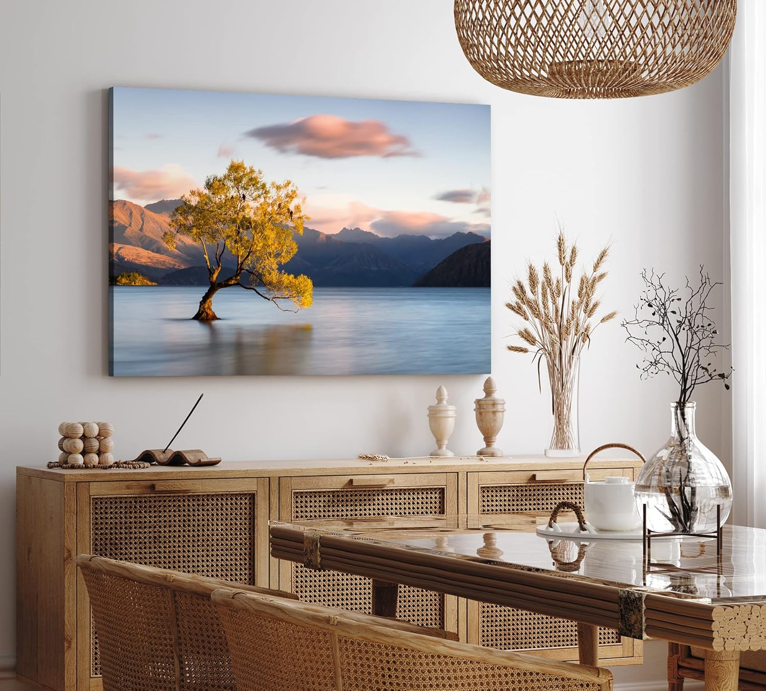 Paul Sinus Wandbild 120x80cm Baum im Wasser See Berge Natur Vögel