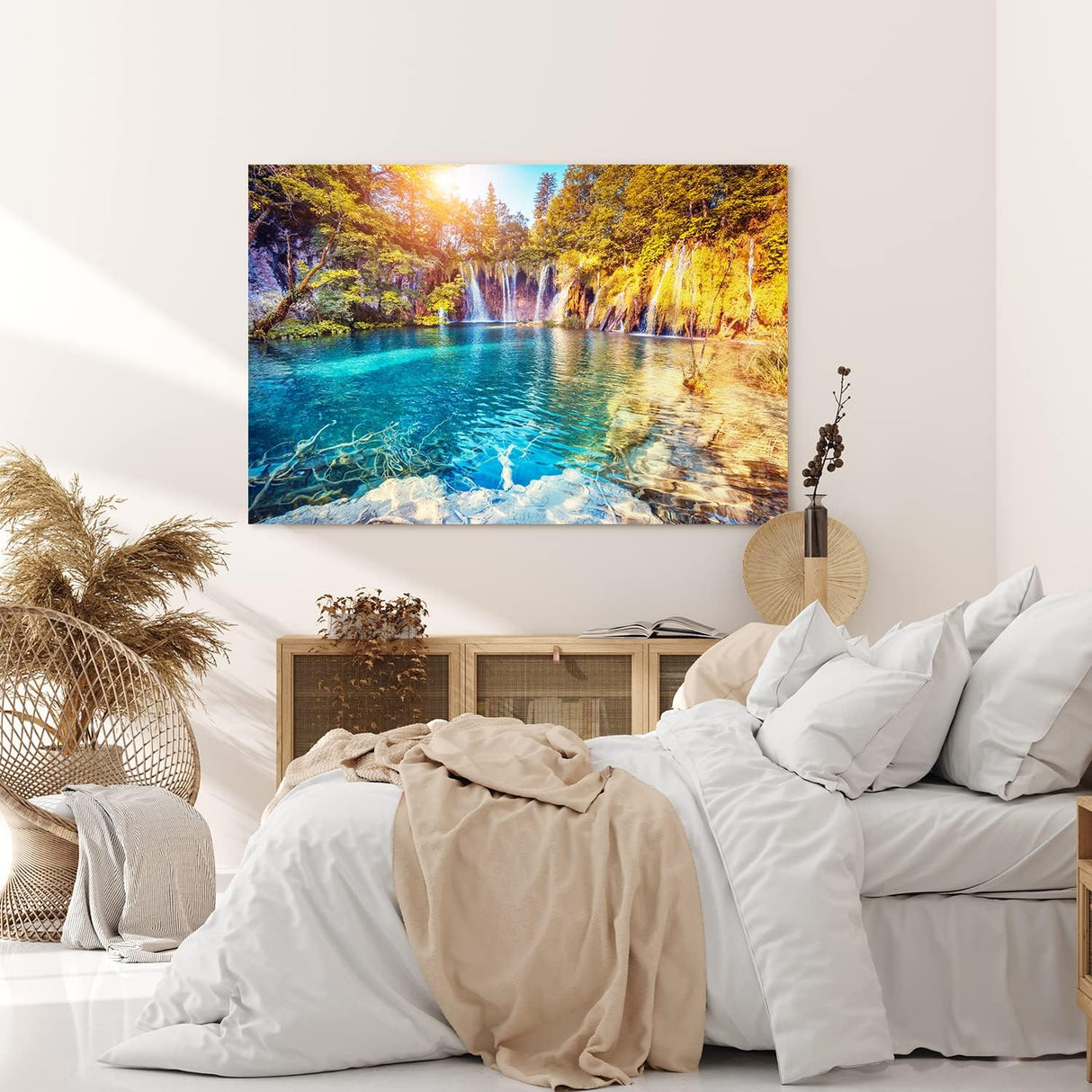 Paul Sinus Wandbild 120x80cm Wasserfälle Wasser Natur See Süden Sonnenschein