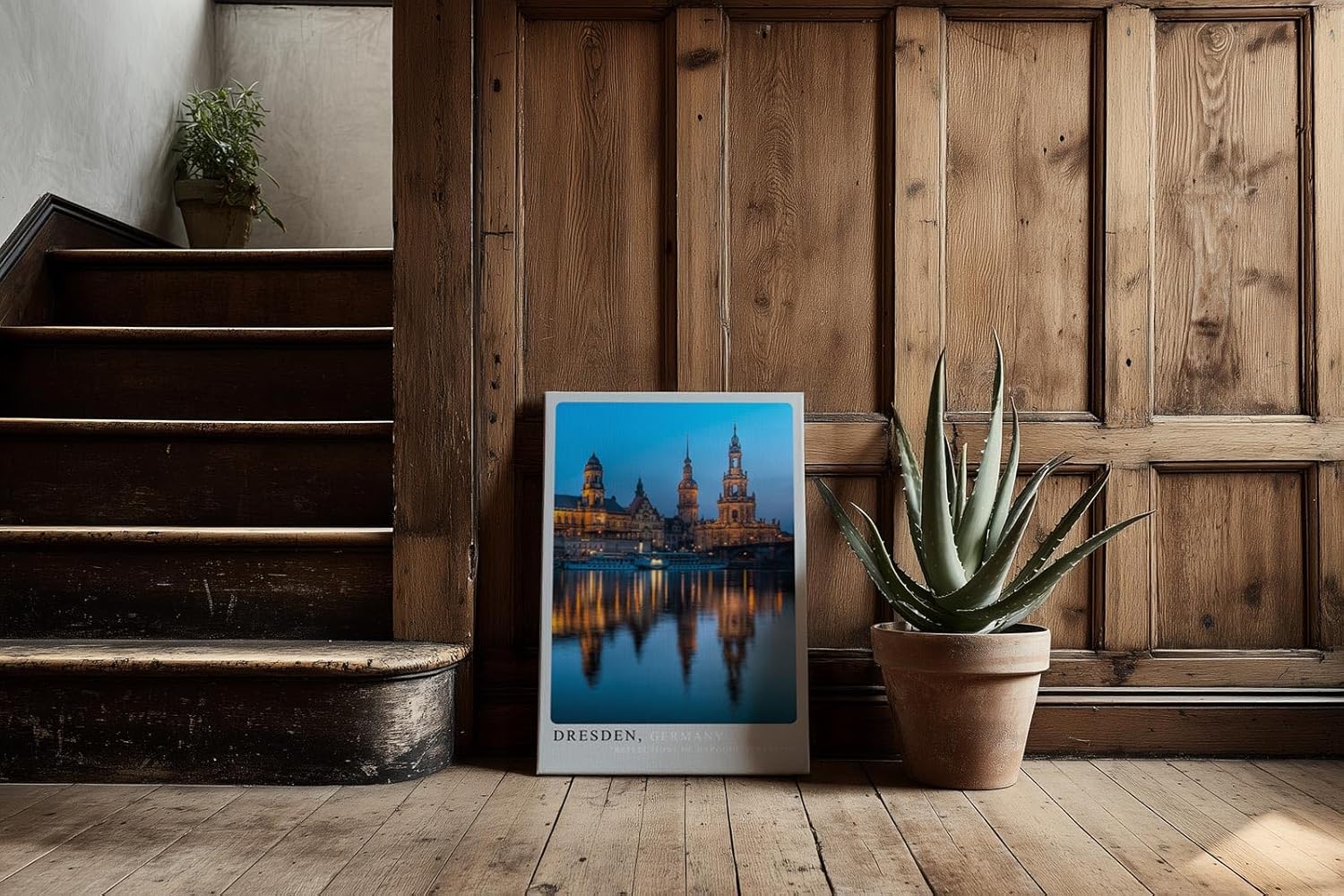 Paul Sinus Kunstdruck 40x60cm Dresden Germany – Barocke Altstadt mit Spiegelung in der Elbe bei abendlichem Licht