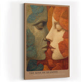 Paul Sinus Wandbild in 40x60cm The Kiss of Seasons kunstvolles Porträt zweier Gesichter in herbstlichen und grünen Blättern