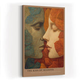 Paul Sinus Wandbild in 40x60cm The Kiss of Seasons kunstvolles Porträt zweier Gesichter in herbstlichen und grünen Blättern