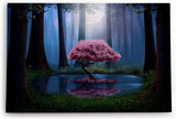 Paul Sinus Wandbild 120x80cm Märchenwald Bonsai Wald Vollmond Bäume Teich
