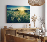 Paul Sinus Wandbild 120x80cm Sonnenuntergang Wildblumen Wiese Natur Landschaft