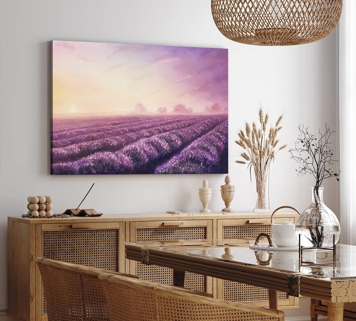 Paul Sinus Wandbild 120x80cm Lavendel Blumen Violett Lavendelfeld Abstrakt Kunstvoll
