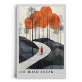 Paul Sinus Leinwandbild 40x60cm The Road Ahead Leinwandbild minimalistisches Landschaftsbild mit Figur im roten Mantel faszinierende Symbolik