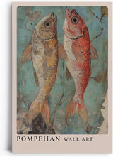 Paul Sinus Leinwandbild 80x120cm Leinwandbild Pompejanische Kunst – Antike Fischdarstellung, mediterraner Charme, historische Ästhetik, Vintage-Fresko