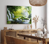 Paul Sinus Wandbild 120x80cm Wasserfälle im Dschungel Thailand Grün Natur