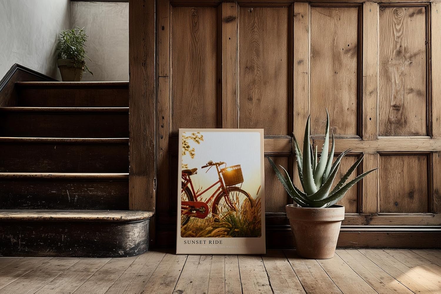 Paul Sinus Kunstdruck 40x60cm Sunset Ride Fahrrad im goldenen Sonnenlicht mit nostalgischer Stimmung und ländlicher Ruhe